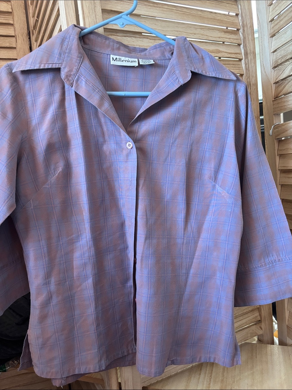 Millenium Plaid Button-Up Shirt in Lavender Medium